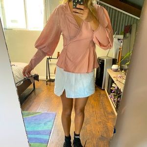 Australian designer peach colored blouse